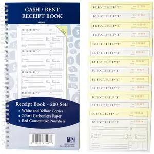 Cash and Rent Receipt Book - 200 Sets of Receipts - 2 Part Carbonless Paper - Ideal for Small Businesses and Landlords