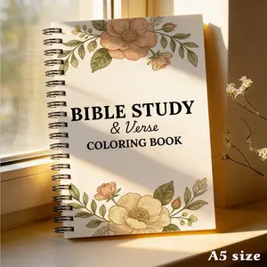 Bible Study & Verse Coloring Book – Women's Planner Notebook, A5 Size Spiral Bound, Devotional Plan, Daily Bible Reading, Prayer Record & Faith Reflection | Christian Gift for Ladies