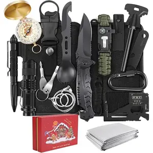 Gifts for Men Christmas Survival Kit 17 in 1, Survival Gear and Supplies for Adult Teen Men, Survival Case, 2025 Xmas Holiday Surprise Gift for Fishing Hunting Camping Outdoor Adventure