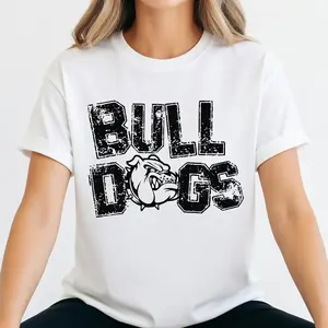 Retro Bulldog Mascot T-Shirt - Bulldogs Game Day Graphic Top - Unisex School Spirit Tee - Cute Bulldogs Apparel & Fan Gift