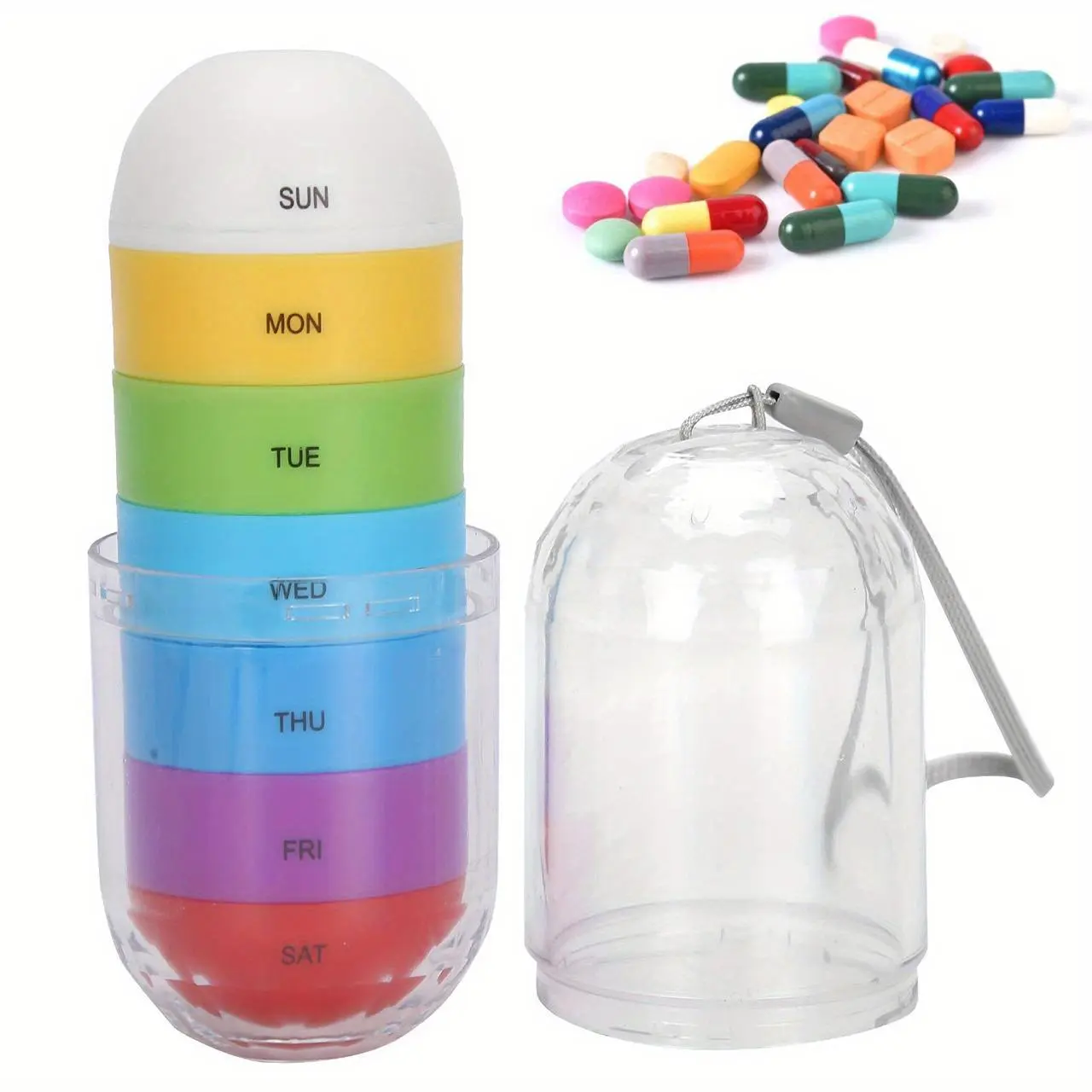 7-day Pill Storage Box, 1 Count Portable Waterproof Pill Case, Travel Sealed Pill Box, Pill Organizer for Home Office Travel, Vitamin Organizer, Supplement Organizer