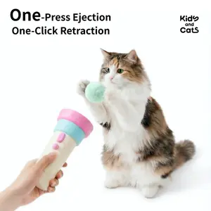 [HansenPet]Cat Teaser Launcher Toy - Lazy Owner & Goodbye Manual Hassle - Interactive Cat Toy with Soft Pom-Poms for Fun Play Stainless Steel Automatic Water Dispenser pet slow feeder bowl food maker nospill feeding elevated