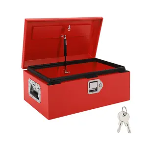 20" Heavy Duty Steel Metal Tool Box for Truck Bed, Lockable Weatherproof Crossbed Storage Box with Gas Strut Lid and Safety Hinge, Heavy Duty Steel Metal Truck Bed Tool Box for Pickup, Trailer, RV