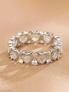 Fashion Heart Design Rhinestone Decorated Ring, Heart Shaped Ring, Fashion Jewelry for Party, Daily Clothing Decor, Trendy All-match & Exquisite Jewelry for Birthday Gift