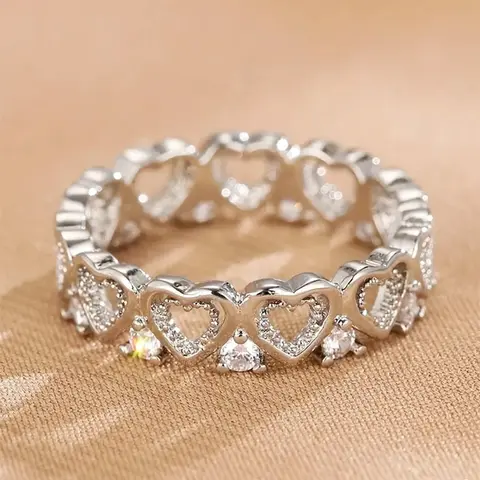 Fashion Heart Design Rhinestone Decorated Ring, Heart Shaped Ring, Beautiful Rings, Fashion Jewelry for Party, Daily Clothing Decor, Trendy All-match & Exquisite Jewelry for Birthday Gift, Fashionable Jewelry