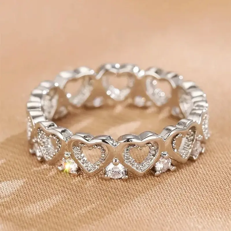 Fashion Heart Design Rhinestone Decorated Ring, Heart Shaped Ring, Beautiful Rings, Fashion Jewelry for Party, Daily Clothing Decor, Trendy All-match & Exquisite Jewelry for Birthday Gift, Fashionable Jewelry