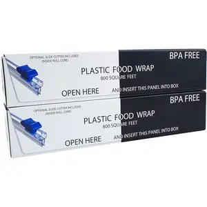 Plastic  Wrap- 1600 SQ. FT. (2 Pack of 800 Sq. Ft.) , Optional Slide  Included, Extra Cling And No Mess