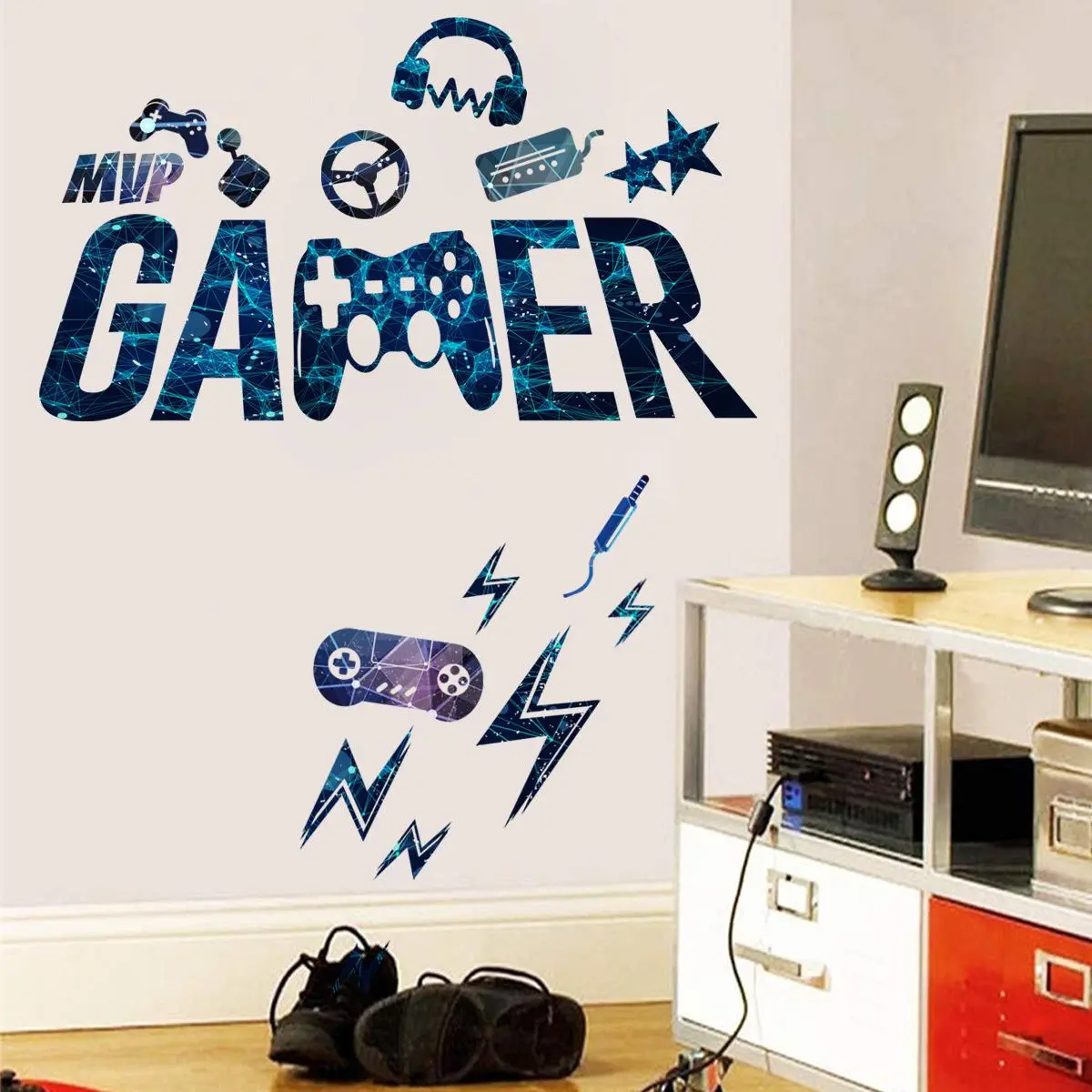 Game Element Pattern Wall Sticker, 1 Set Creative Wall Decal, Decorative Sticker for Home Living Room & Bedroom, Gift for Game Lover, Wall Art Stickers, Interior Stickers, Durable PVC Material