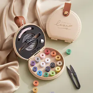 Needle and thread set - Home sewing kit - Storage box for needles and threads - Hand sewing - Small rolls of hand-made sewing thread - 18-piece set - Practical type