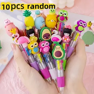10-Pack Multicolor Retractable Ballpoint Pens, Cute Medium Tip, Easy Grip Round Body, PVC Material, Perfect for Writing and Drawing, Cute Office Pen