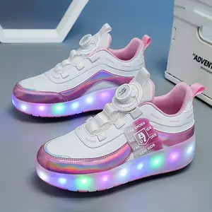 Exquisite Girls' and Boys' Trendy Pink Breathable Mesh LED Light-Up Sneakers, Fashionable Roller Skates for Teens & Children - Comfortable Outdoor Sports Shoes with Wheels, Halloween Christmas Themed Gift Boots Socks White Tree Snowman 3D Printed Sweater