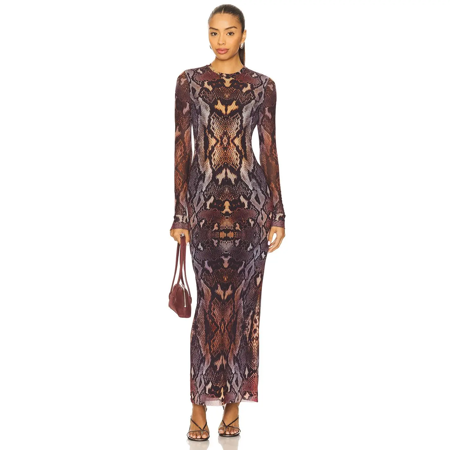 AFRM Didi Maxi Dress in Umber Snake