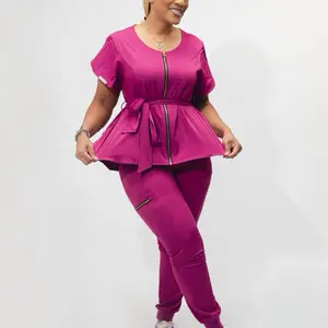 Fuchsia Tie Me Up Set - Skirt & Pants Set, Short-Sleeved Top with Tie Detail, Casual Style for Women - Womenswear