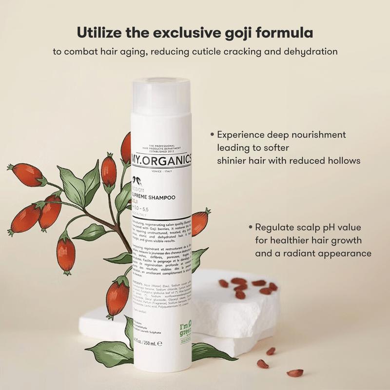 My Organics Organic Goji Supreme Shampoo 8.5fl oz + Miracle Hair Mask 16.9fl.oz for Damaged Hair【Dry and Coarse Hair HOT】