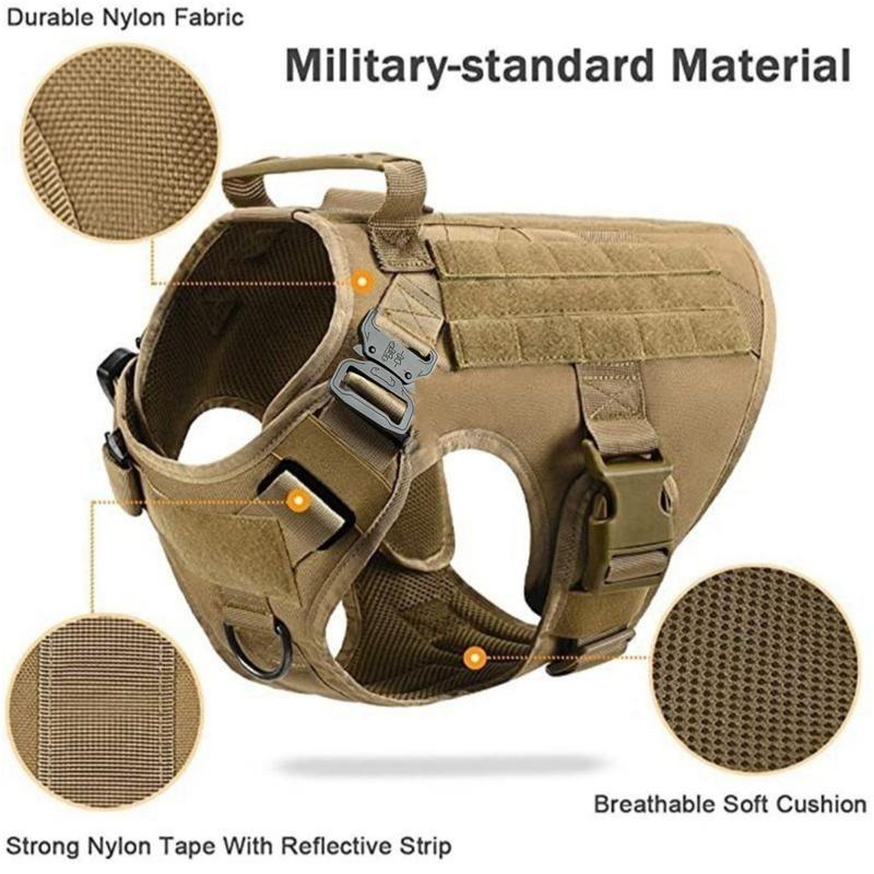 Tactical Dog Harness, Adjustable No-Pull Handle Service Vest Heavy Duty Pet Large Breed,  Dog Vest for Training Hunting Walking, Adjustable Safety Harness