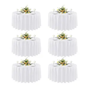EMBER 6/12-Pack 120" White Round Tablecloths | Fits 48-72" Tables | Washable Polyester Covers for Party, Wedding & Buffet Dining