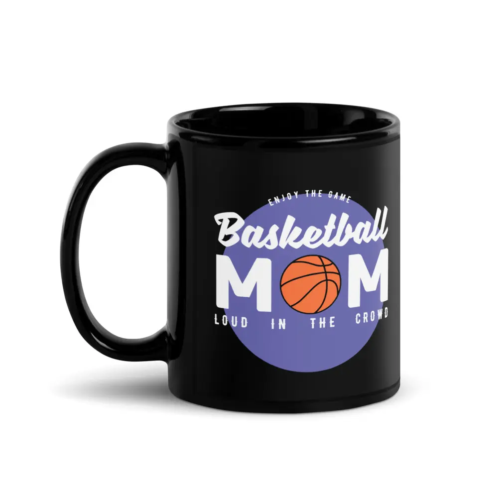 Basketball Mom Black Glossy Ceramic Coffee Mug - Kitchenware Drinkware