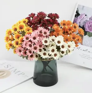 Artificial Flowers for Outdoor Decoration 5 or 10 Packs Faux Daisy Flowers for Fall Decor Realistic Eucalyptus Leaves Silk Mums Fake Plants for Garden Courtyard Patio Lawn Colorful Decorative UV-Resistant Durable Nature Ornaments