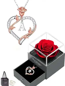 Elegant Heart-Shaped Initial A-Z Necklace Gift Set, Personalized Initials, Perfect for Wife Mom Girlfriend Grandmother Birthday Christmas Valentine's Day