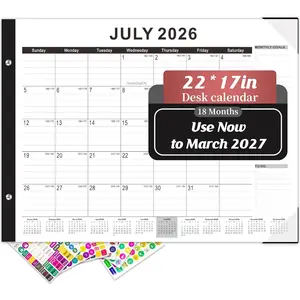 Desk Calendar 2026-2027, Large Desk Calendar 22" x 17", Use  to Mar 2027, 18 Monthly Academic Desktop Calendar 2026 with To-Do List, Desk Calendar 2026 for Office, School, (6 Stickers)