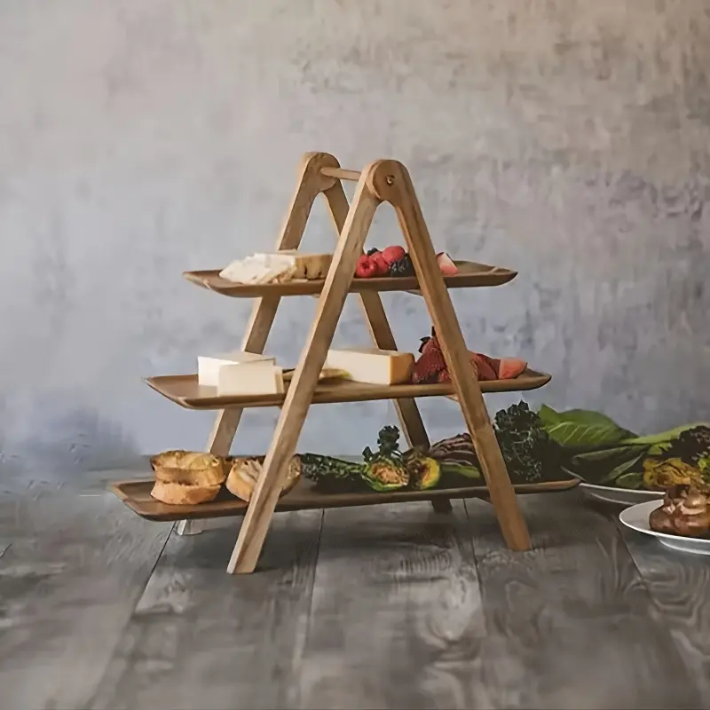 [Solid Wood Rack] Three-Layer Solid Wood Vegetable Rack | Wooden Trays for Organizing Items, Suitable for Hot Pot Restaurants And Kitchens in Hotels