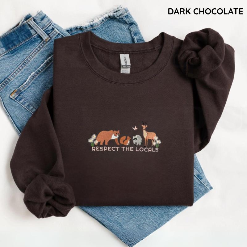 EMBROIDERED Respect The Locals Sweater Respect The Local Wildlife Crewneck Gift For Nature Lover Protect National Parks Postage Postal Stamp Gift For Women