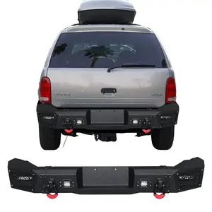TIOYAR Steel Rear Bumper Black Texture for 1998-2003 Dodge Durango with LED Lights 2 x D-Rings Off-Road Performance
