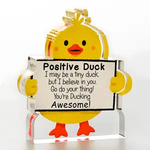Duck Design Acrylic Ornament, Positive Emotional Support Duck Desktop Sign, Inspirational Desktop Decoration for Home Office, Gift for Friend & Colleague