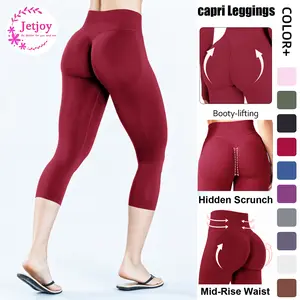 Jetjoy Capri Leggings Women Workout Impact Capri Pants, Scrunch Butt Lifting Gym Seamless Booty Biker Shorts, Capri Leggings for Women, Buttery Soft High Waisted Leggings for Gym Yoga Workout Full Length Capri Buttery Soft Yoga Pants for Athletic