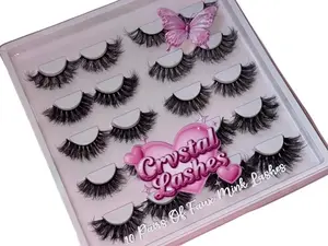 Fluffy 10 Pairs Faux Mink 18mm-25mm Length Eyelash Pack Versatile Lash Styles Full Volume Wearable Up to 25x