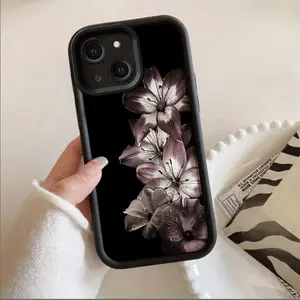 Dark Lily Pattern Suitable for TPU Case iPhone 16 Pro Max, Phone Cases Suitable for IPhone17,16, 15, 14, 13, 12, 11,pro Promax Plus Air Durable Anti-Shock Full-Body Protective Cover with Stylish Design Protection Casing