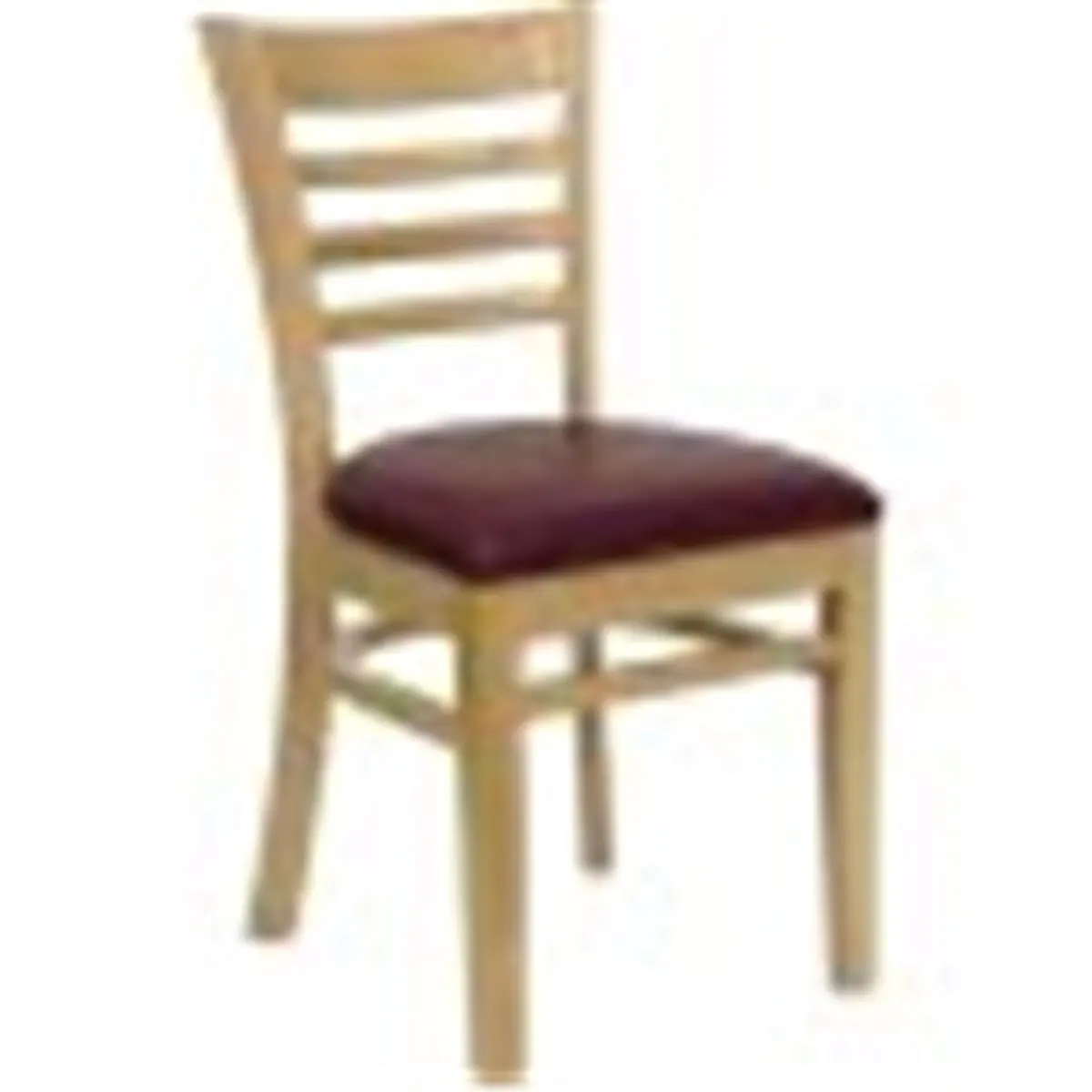 212 MAIN Heavy-Duty Curved Bar Outdoor Ladder Back Chair, Natural Wood Frame, Burgundy Vinyl-Padded Seat