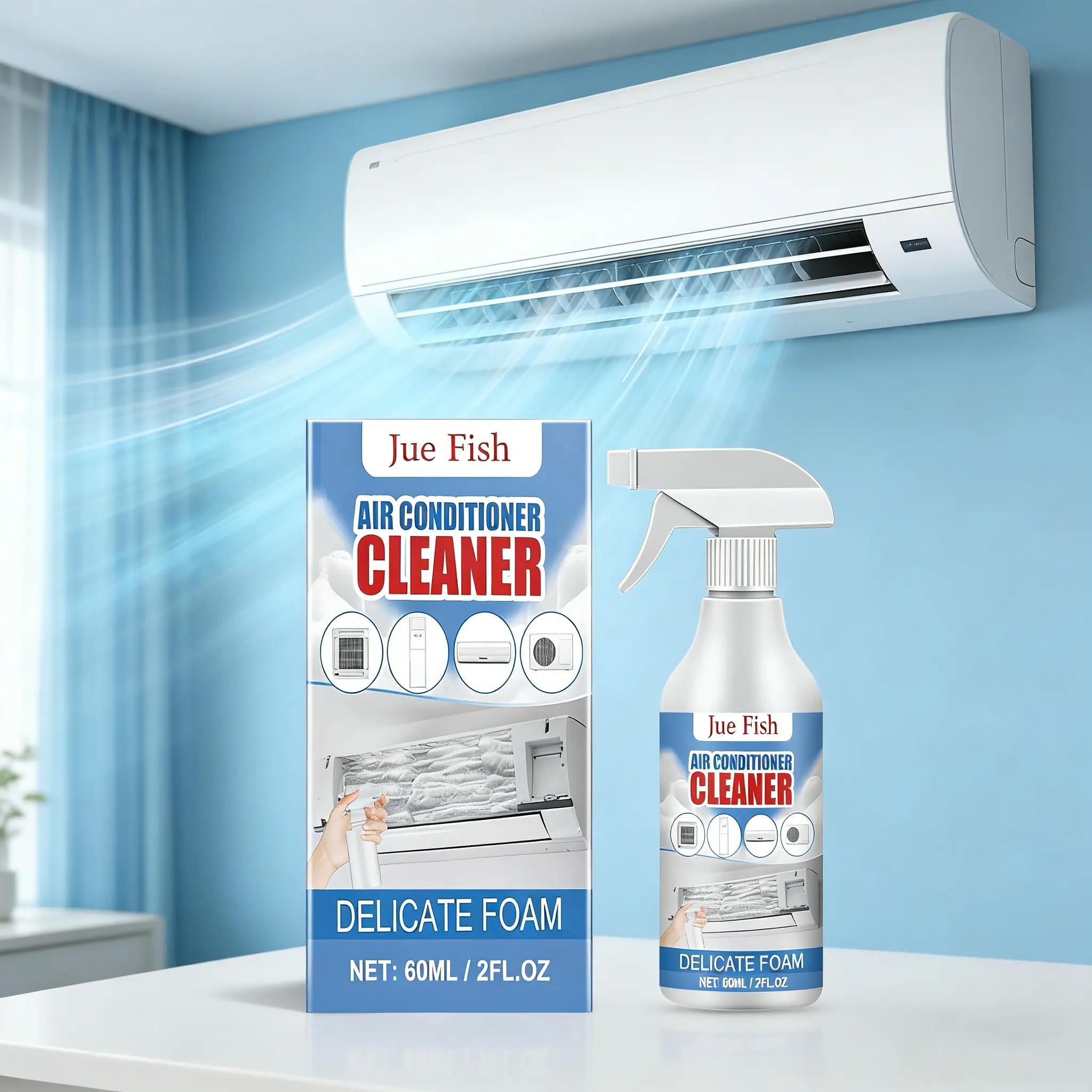 Household Room Air Conditioner Cleaner Spray, Handheld No-Disassembly Cleaning & Descaling, Filter Deodorizer