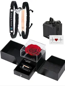 Valentine's Day Gift Set, Personalized Couple Bracelets, Promise Bangle, Attractive Relationship Band, Unisex Jewelry, Anniversary Present