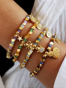 Women's Elegant Star & Flower & Heart & Octopus Charm Decor Bracelet, Exquisite Trendy Bracelet, Fashionable Jewelry for Women & Girls for Daily & Party Decor