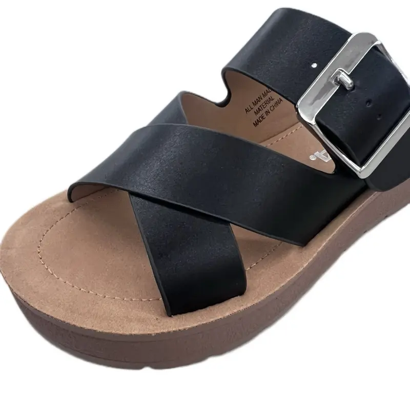 WOMENS STRAPPY BUCKLE SLIDE WITH LITTLE PLATFORM RESUME-S WOMENS STRAPPY BUCKLE SLIDE WITH LITTLE PLATFORM RESUME-S