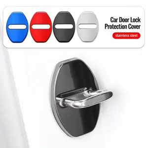 Audi Stainless Steel Car Door Lock Protector Cover, Rust-Resistant Lid, Durable Automotive Accessory, Easy Installation