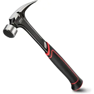16 oz Straight Claw Hammer, Rip Claw Hammer with Side  Puller, Milled  & Shock Absorbing Grip, One- Forged Hammer
