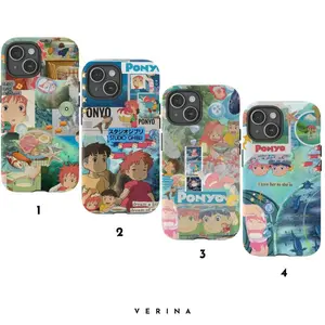 Ponyo Inspired Collage Phone Case, Ghibli-Style Anime Aesthetic, Tough Shockproof Protective Cover, Cute Gift for Fans, Compatible with iPhone 11-16 Pro Max/Plus