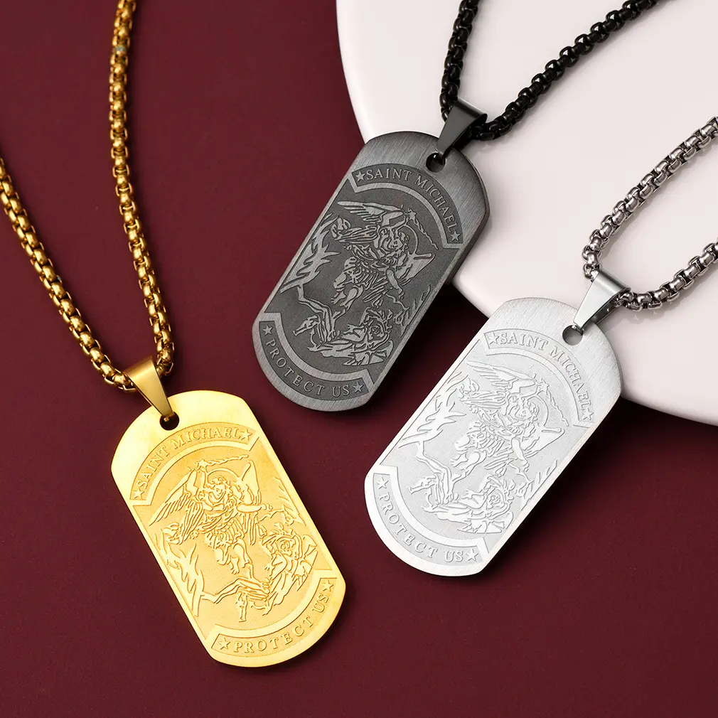 FatihHeart the Archangel Necklace Catholic Saint Pendant Necklace Stainless Steel FatihHeart the Archangel Necklace Catholic Saint Pendant Necklace Stainless Steel