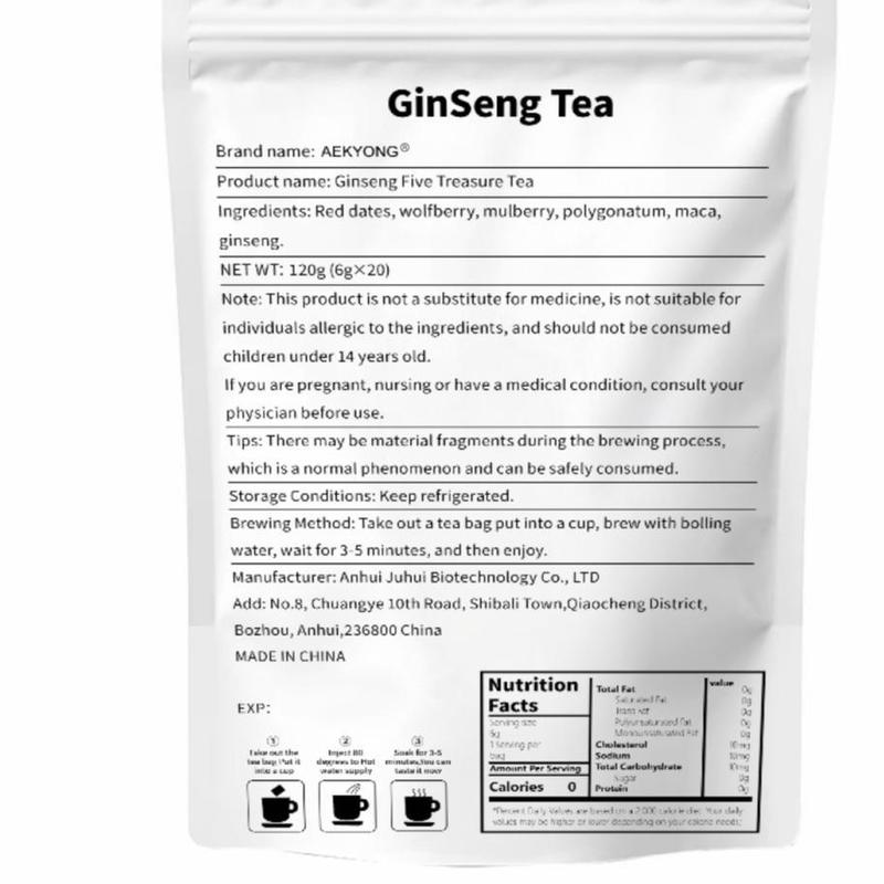 Kidney tea formula Ginseng Five Treasure TeaCombination Scented Tea  Five Treasure Tea RedDate Wolfberry Tea Men's Tea Health TeaMulberry Herbal Formula Health Tea WB