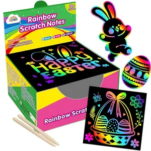 Multifunctional Rainbow Scratch Cards - 100 pieces - Easter gift basket filler, classroom rewards, craft materials, suitable for both boys and girls