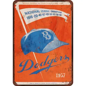 Vintage Brooklyn Dodgers Retro Aluminum Sign for Sports Decor 8x12 Inches Wall Plaque Aluminum Metal