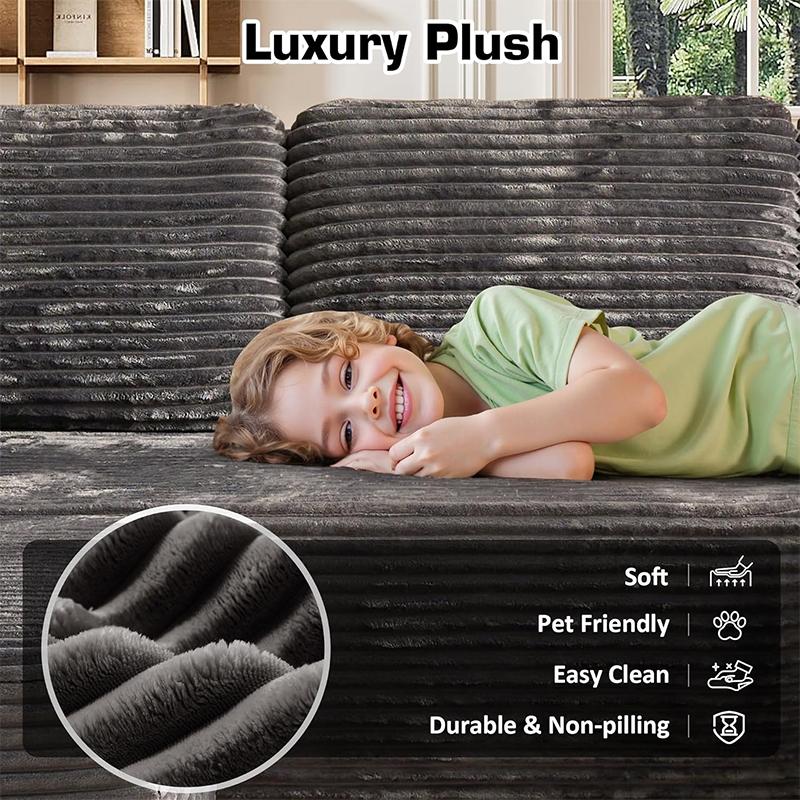 [3 Packages Shipped] U-shaped Modular Sectional Sofa, Compressed Corduroy Fabric, Modern Style Living Room Sofa Bed, Space-Saving Recliner Design - Convertible Corduroy Sectional Sofa，midnight madness sectional