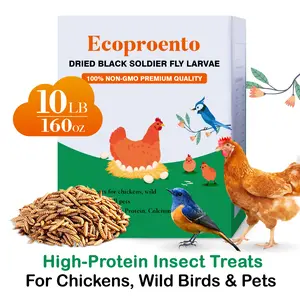 Ecoproento Dried Black Soldier Fly Larvae - High Calcium Chicken Feed - 85X More Calcium, High Protein Non-GMO Mealworms for Wild Birds, Ducks, Turkeys, Quails, Turtles, Chickens Treats