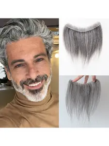 1/2/3pcs Men's Grey White Frontal Hairline Patch, Lightweight & Comfortable Design for Realistic Coverage and Everyday Styling