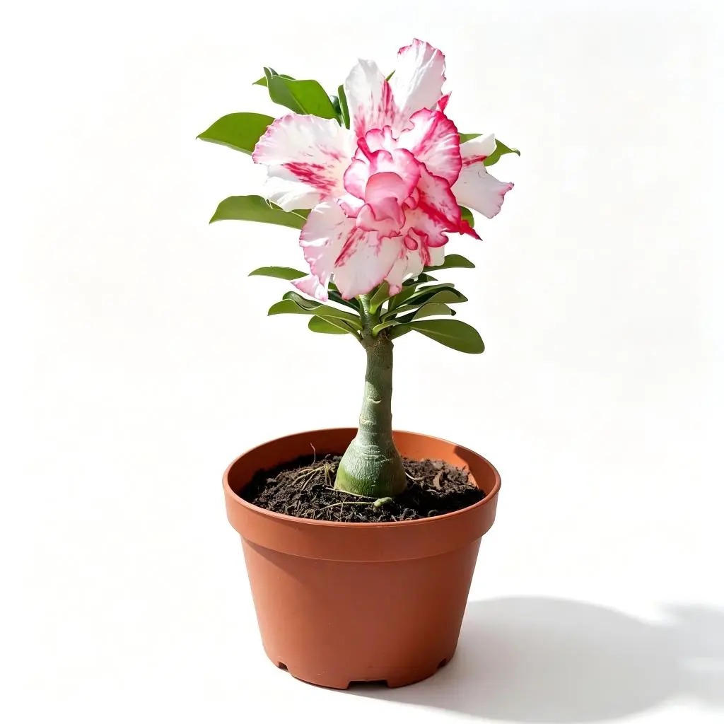 Ornamental Desert Rose Adenium Obesum Caudex Starter Succulent Live Plant, Bloom Producing Houseplant for Patio, Balcony & Garden Use