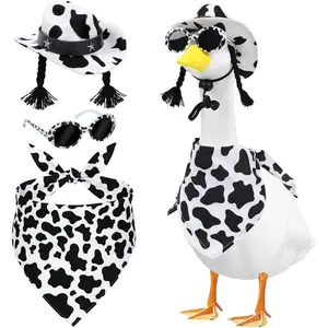 Cute Goose Costume Set, Cowboy Accessories, Includes Hat, Scarf, Glasses, Perfect for Farmyard Lawn Art Party Decor, Suitable for 23 Goose Statues