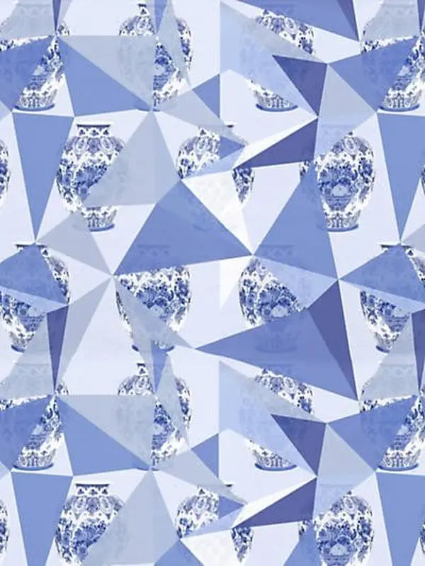 Elements Blue Grasscloth Printed Wallpaper
