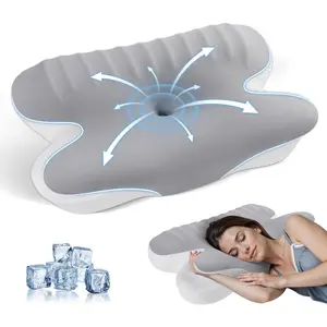 Cervical Neck Pillow Memory Foam Pillows for Sleeping,Ergonomic Orthopedic Neck Support Pillow,Cooling Pillow with Removable Pillowcase for Side,Back, Stomach Sleepers,Light Gray